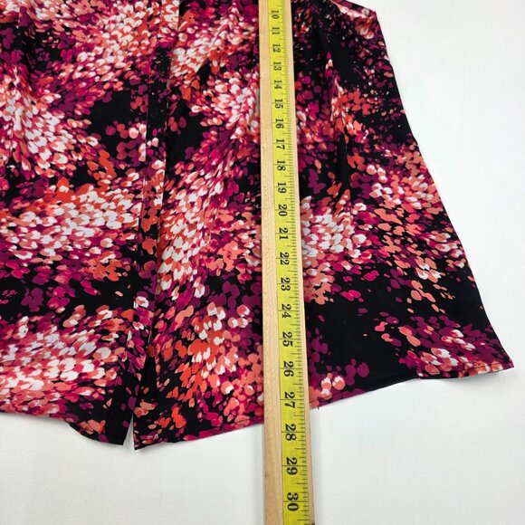 Worthington Womens Sleeveless V-Neck Top Blouse 1X Pink Black Floral Career Work - Picture 8 of 8